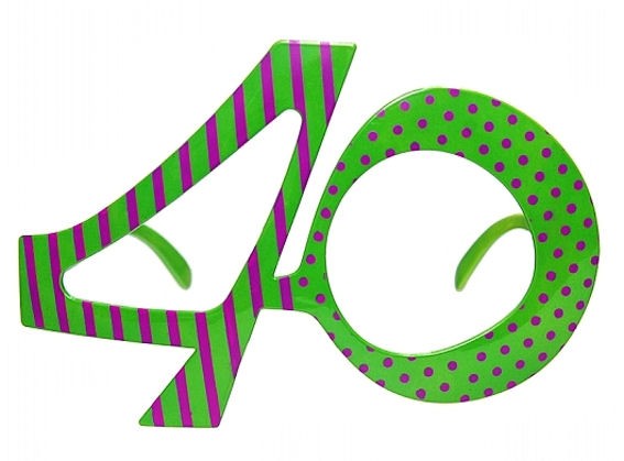 '40' - Brille, Party-Brille/Gag-Brille in Zahlen-Form, limogrün