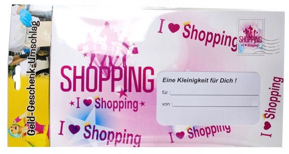 'Shopping' Riesen-Umschlag m. Zubehör ideal für Geldgeschenke