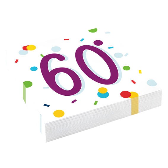 Servietten 'Confetti Birthday 60', 3-lagig, 20er-Pack.