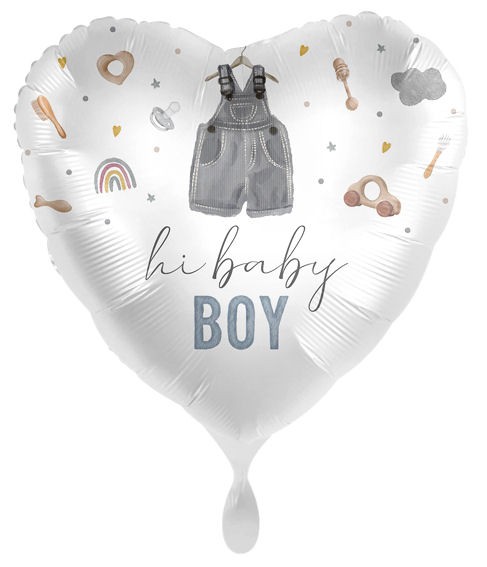 Folien-Herzballon (A) 'Cute Baby Boy Heart - ENG', ca. 43 cm Ø