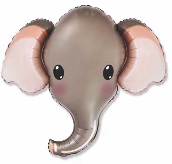 FolienShapeballon (F) 'Elephant Head - Elefanten-Kopf', grau, ca. 81 x 99 cm