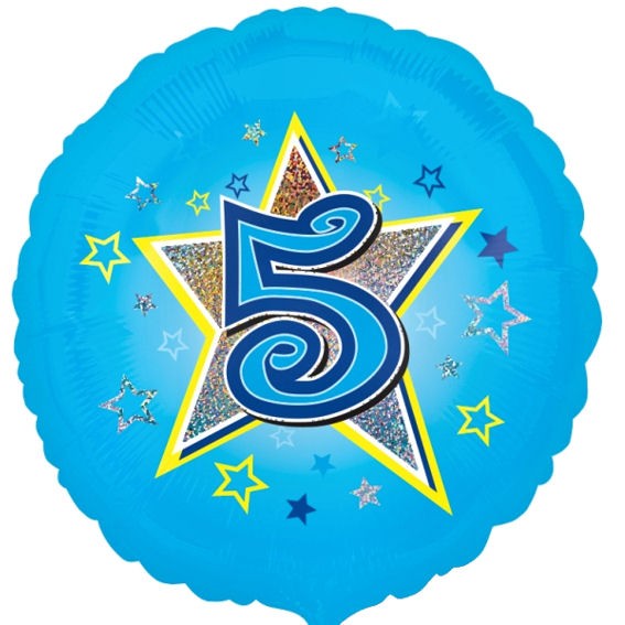 Folien-Rundballon (A) 'Blue Stars 5', ca. 45 cm Ø