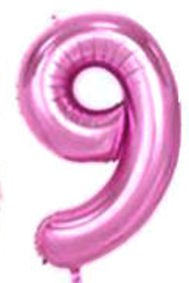 Folien-Zahlenballon (G), pink - XXL - 9, Gas geeignet