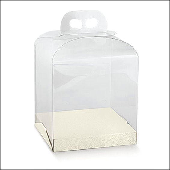 'Verpackungs-Schachtel' klein, mit Griff, transparent, ohne Deko, ca. 20 cm