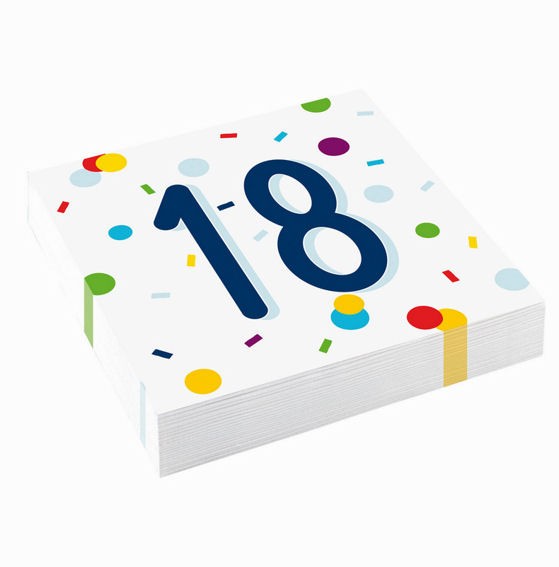 Servietten 'Confetti Birthday 18', 3-lagig, 20er-Pack.