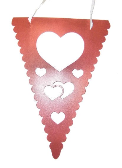 'Herzen' Deluxe Wimpelkette, perl-rubinrot, seidenglanz, ca. 4 mtr.
