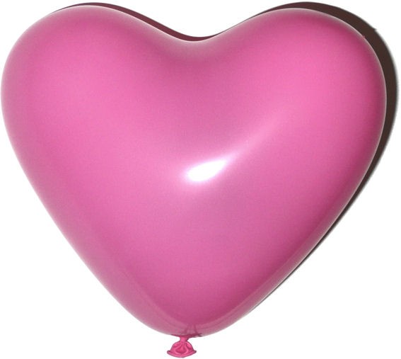 50 Herzballon, mittelgroß, pink, ca. 25 cm Ø, ca. 60 cm Umfang,