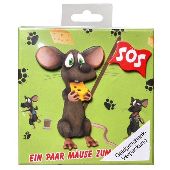 Geschenk-Schachtel 'SOS - Ein paar Mäuse zum Ausgeben', ca. 11 x 11 x 1,5 cm
