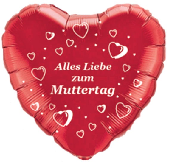 Folien-Herzballon (A) 'Alles Liebe zum Muttertag', ca. 45 cm Ø