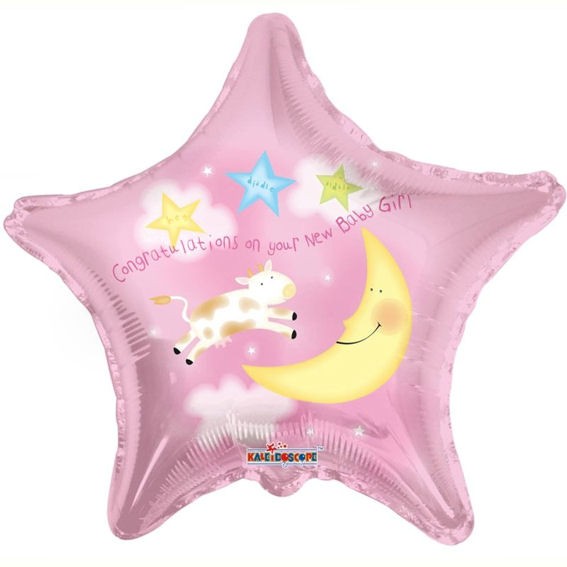 Folien-Sternballon (B) 'Congratulations on your New Baby Girl', ca. 46 cm Ø