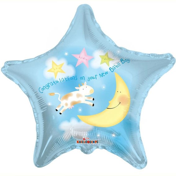 Folien-Sternballon (B) 'Congratulations on your New Baby Boy', ca. 46 cm Ø