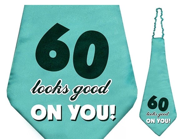 '60 - Looks Good On You!' Krawatte zum 60. Geburtstag, extrabreit, ca. 59 cm
