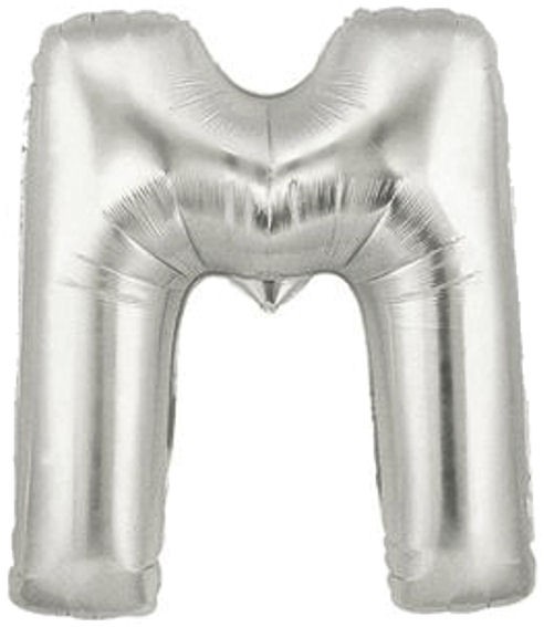 Folienballon (G) 'Buchstabe - M', silber, ca. 100 cm, Heliumgeeignet