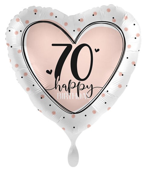 Folien-Herzballon (A) 'Lovely Birthday 70', ca. 43 cm