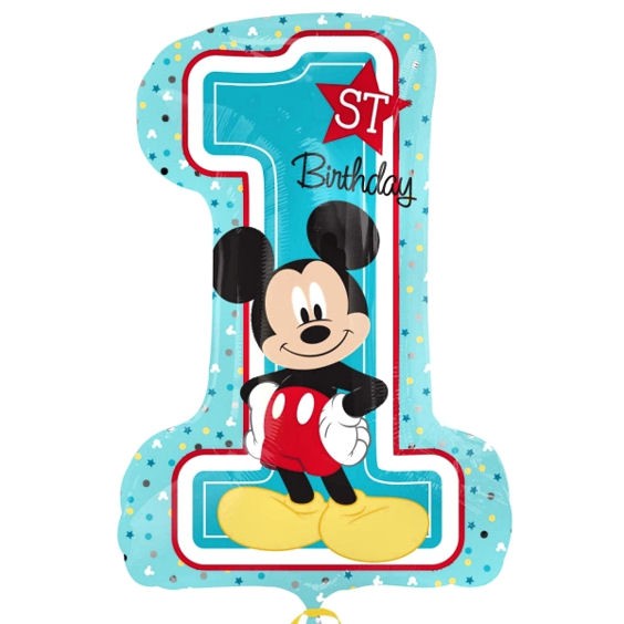 Folien-Zahlenballon (G) 'Mickey 1st Birthday', ca. 71 cm