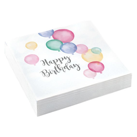 Servietten 'Happy Birthday Pastel', 3-lagig, 20er-Pack.