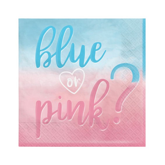 'The Big Reveal - blue or pink?' Party-Servietten, 16er-Pack., 2-lagig