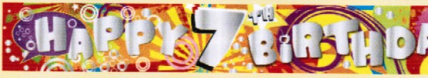 'Cool Kidz - Happy 7th Birthday'-Banner, ca. 270 cm lang