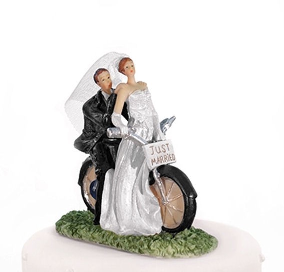 Polystone 'Hochzeitspaar auf Motorrad', dunkelblau