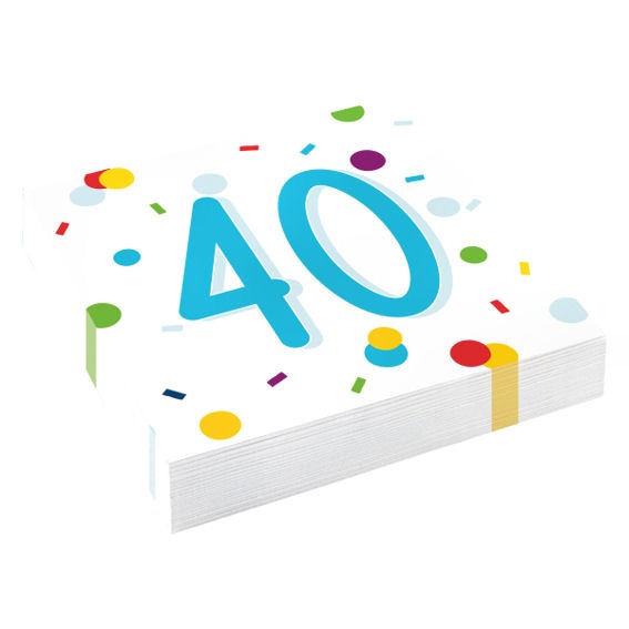 Servietten 'Confetti Birthday 40', 3-lagig, 20er-Pack.