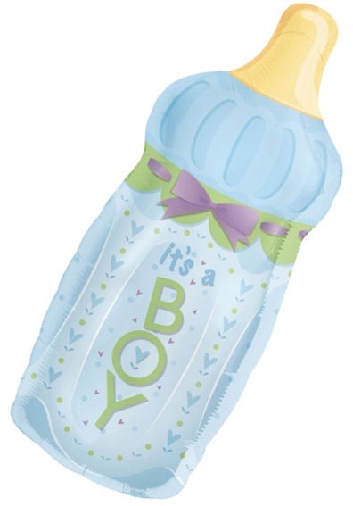 FolienballonShape (F) 'Baby Bottle Boy', ca. 79 cm