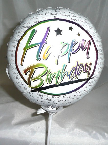 Folienballon-Stecker 'Happy Birthday Rainbow'
