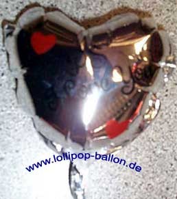 Mini-Folienballon-Stecker 'Herz - P.S. I Love You', silber