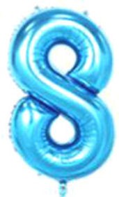Folien-Zahlenballon (G), blau - XXL - 8, Gas geeignet
