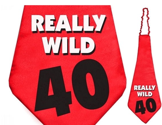 'Really Wild - 40' Krawatte zum 40. Geburtstag, extrabreit, ca. 59 cm lang
