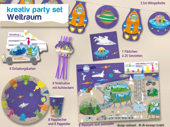 'Weltraum' Partyset, 61-tlg., für 8 Kinder