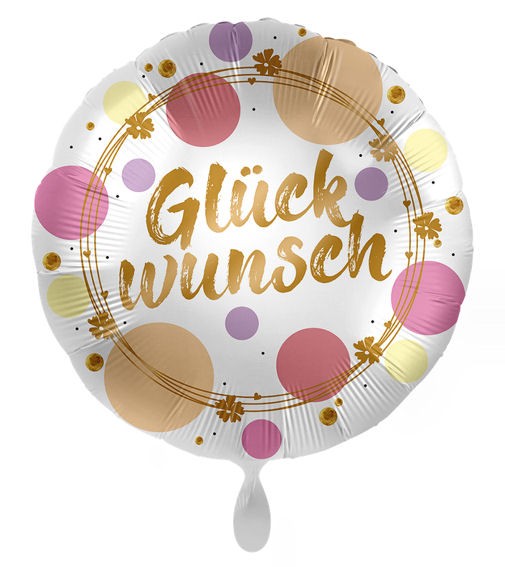 Folien-Rundballon (A) 'Satin - Shiny Dots - Glückwunsch', ca. 43 cm