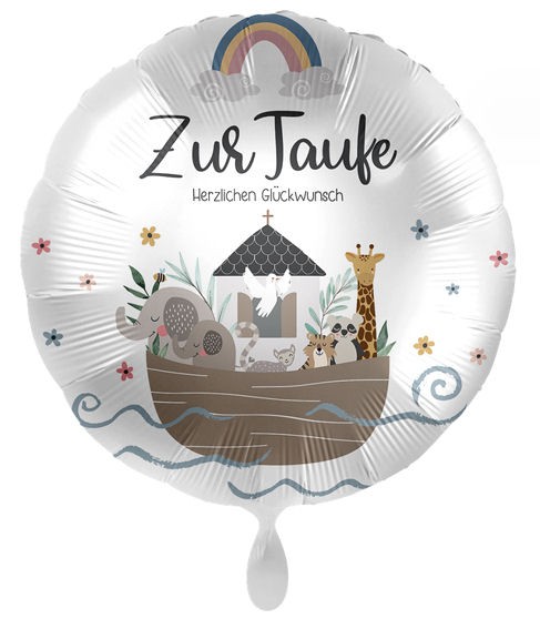 Folien-Rundballon (A) 'Zur Taufe - Herzlichen Glückwunsch' bunt, ca. 43 cm