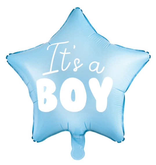 Folien-Sternballon (B) 'Star - It's a boy', ca. 45 cm Ø