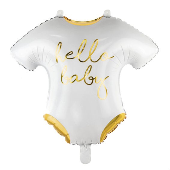 Folien-Shapeballon (E) 'Baby-Strampler - Hallo Baby', ca. 51 cm