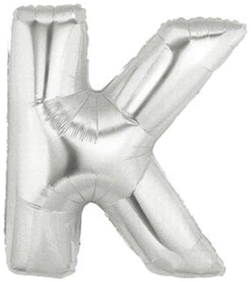 Folienballon (G) 'Buchstabe - K', silber, ca. 100 cm, Heliumgeeignet