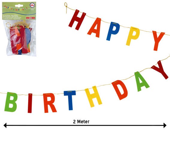 'Happy-Birthday' Filz-Girlande ca. 200 cm, Buchstaben-Höhe ca. 12 cm