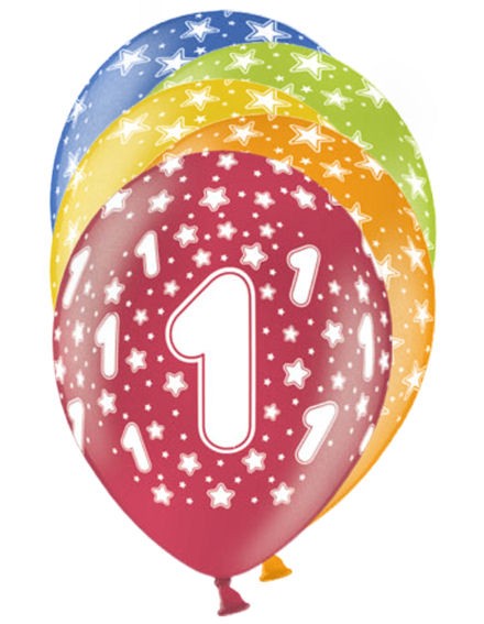 Zahlen-Luftballon '1 Celebration' bunt, im 6er-Pack.