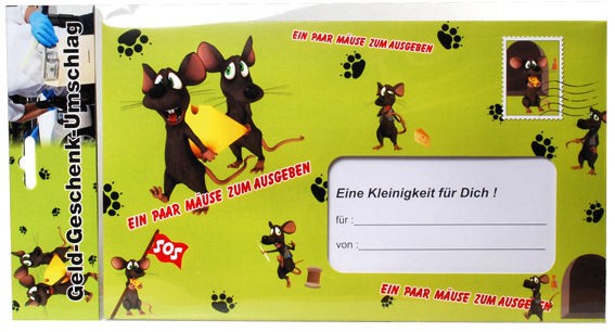 'Ein paar Mäuse' Riesen-Umschlag m. Zubehör ideal für Geldgeschenke
