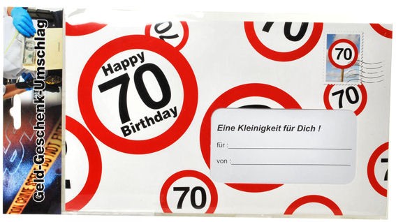 'Happy 70 Birthday' Riesen-Umschlag m. Zubehör ideal für Geldgeschenke