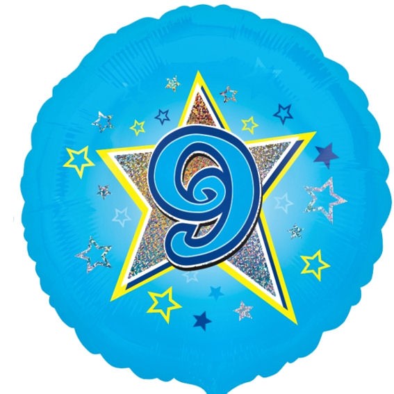 Folien-Rundballon (A) 'Blue Stars 9', ca. 45 cm Ø