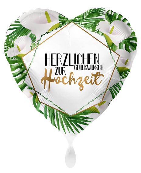 Folien-Herzballon (A) 'Glückwunsch zur Hochzeit - Modern' ca. 43 cm
