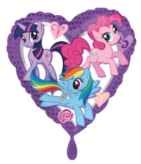 Folien-Herzballon (A) 'My Little Pony', ca. 43 cm Ø