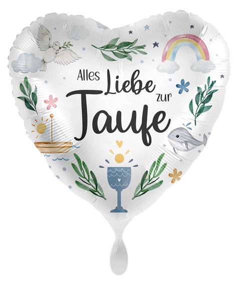 Folien-Herzballon (A) 'Alles Liebe zur Taufe' ca. 43 cm