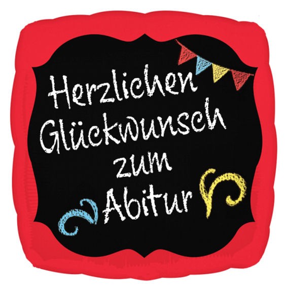 Folien-Quadratballon (A) 'Herzlichen Glückwunsch zum Abitur' ca. 43 cm