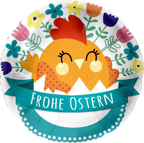 Folien-Rundballon (A) 'Frohe Ostern - Osterhuhn', ca. 45 cm