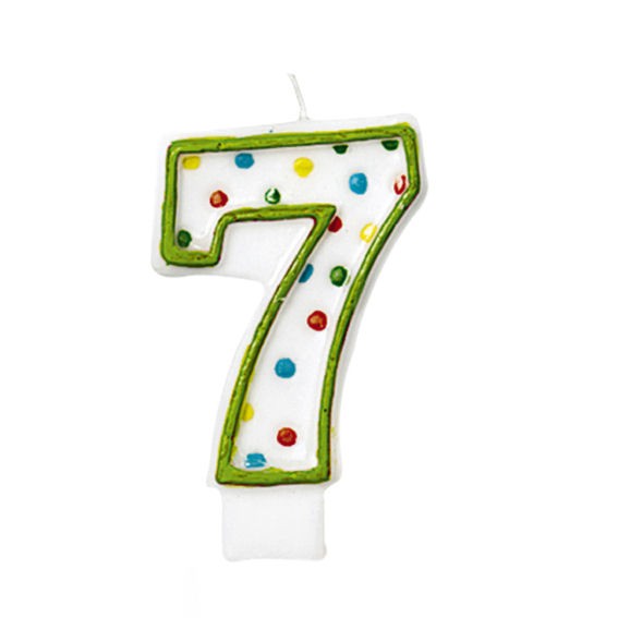 '7 - Polka Dots' Party-Zahlen-Kerze