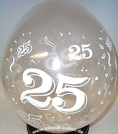 'Zahl 25' Latex-Weithals-Rundballon/Stufferballon/Verpackungsballon, ca. 45 Ø
