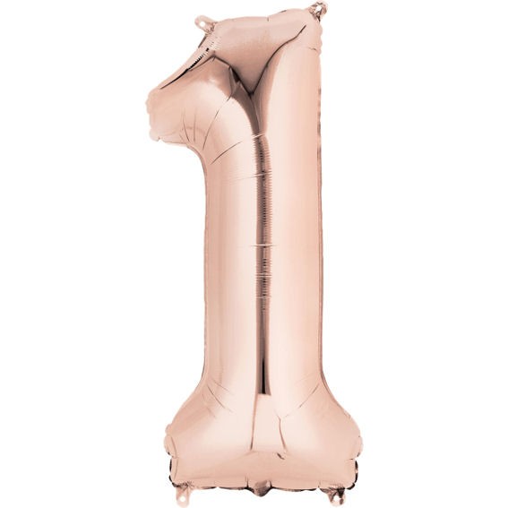 Folien-Zahlenballon (G), rosegold - XXL - 1, Gas geeignet