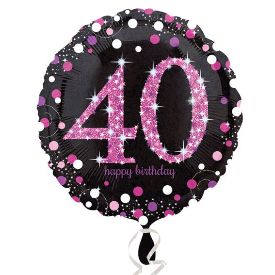 Folien-Rundballon (A) 'Pink Celebration - 40 Happy Birthday', ca. 45 cm Ø