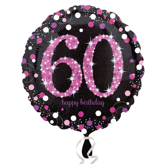 Folien-Rundballon (A) 'Pink Celebration - 60 Happy Birthday', ca. 45 cm Ø